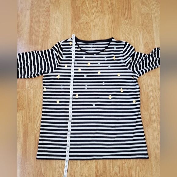 Talbots Long Sleeve Crewneck Christmas Ornaments Tee sz 1X - Picture 7 of 11